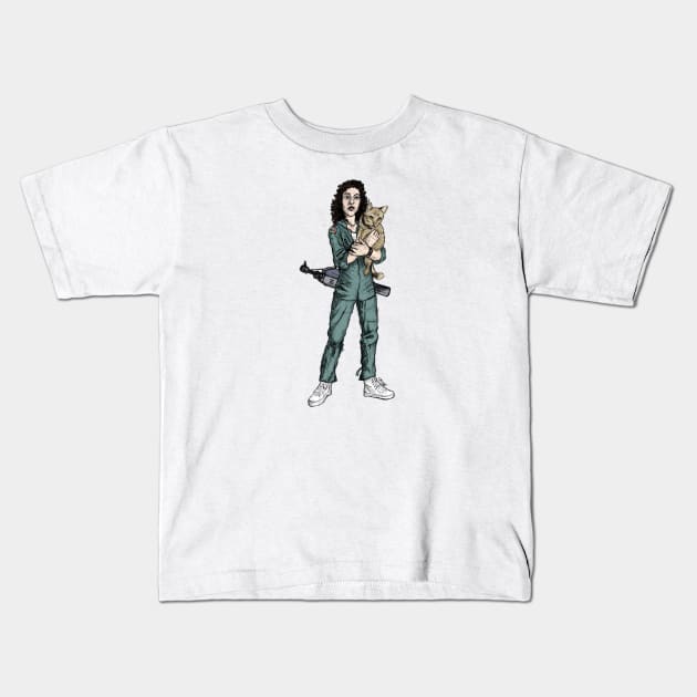 Ripley Sketch Kids T-Shirt by OBSUART